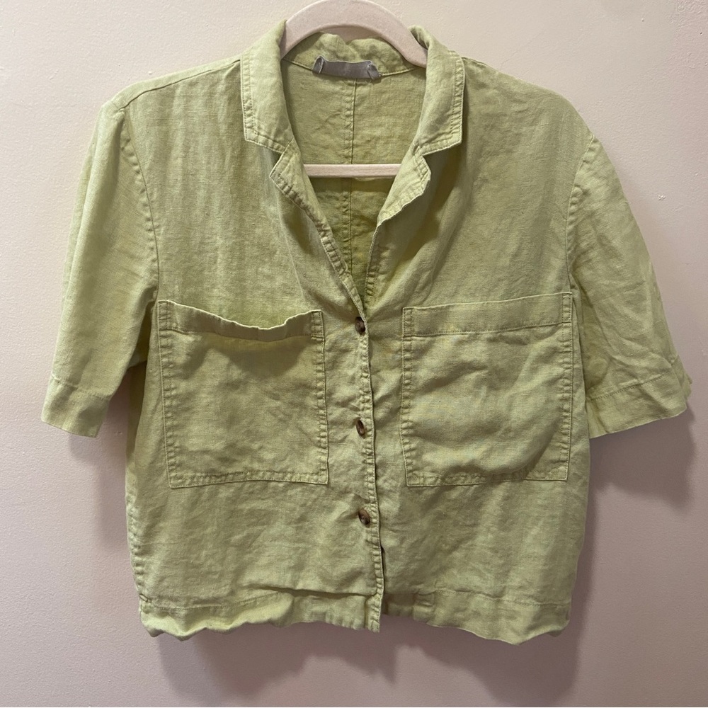everlane leek linen workwear shirt